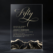 Black Gold Agate 50e Vijftig Verjaardagsfeest Acryl Uitnodigingen