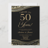 Black Gold Agate 50ste bruiloft Jubileum Party Kaart (Voorkant)