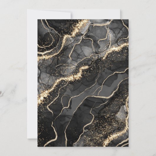 Black Gold Agate 60e Zestig Verjaardagsfeest Kaart (Achterkant)