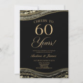 Black Gold Agate 60ste bruiloft Jubileum Party Kaart (Voorkant)
