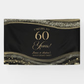 Black Gold Agate 60th Wedding Anniversary Party Spandoek (Horizontaal)