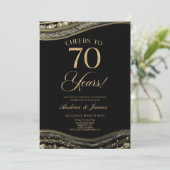 Black Gold Agate 70ste bruiloft Jubileum Party Kaart (Staand voorkant)