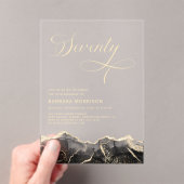 Black Gold Agate 70ste verjaardagsfeestje Acryl Uitnodigingen (Insitu (Draagbaar))