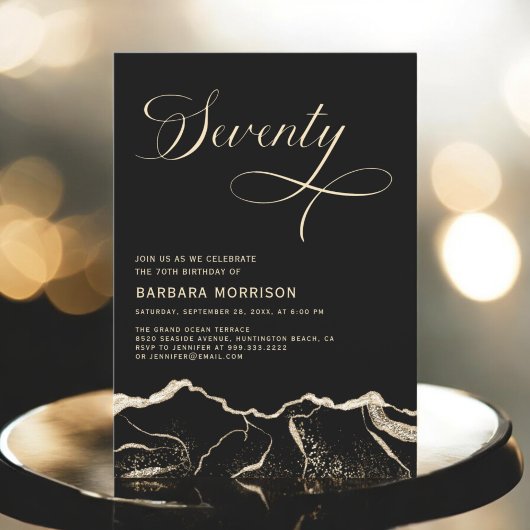 Black Gold Agate 70ste verjaardagsfeestje Kaart