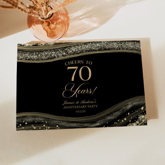 Black Gold Agate 70th Wedding Anniversary Party Gastenboek