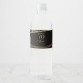 Black Gold Agate 70th Wedding Anniversary Party Waterfles Etiket (Voorkant)