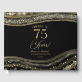 Black Gold Agate 75th Wedding Anniversary Party Gastenboek (Voorkant)