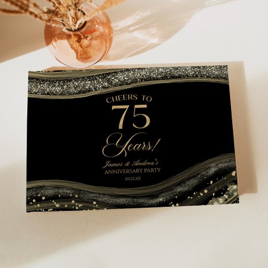 Black Gold Agate 75th Wedding Anniversary Party Gastenboek