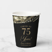 Black Gold Agate 75th Wedding Anniversary Party Papieren Bekers (Achterkant)