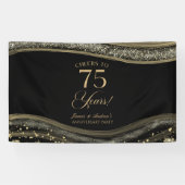 Black Gold Agate 75th Wedding Anniversary Party Spandoek (Horizontaal)