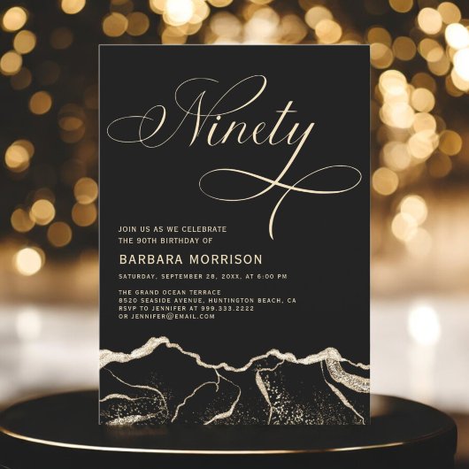 Black Gold Agate 90ste verjaardagsfeestje Kaart