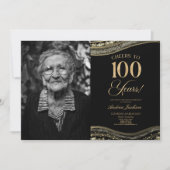 Black Gold Agate Afbeelding 100ste verjaardagsfees Kaart (Voorkant)