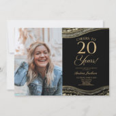 Black Gold Agate Afbeelding 20e verjaardagsfeestje Kaart