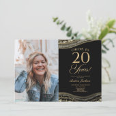 Black Gold Agate Afbeelding 20e verjaardagsfeestje Kaart