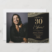 Black Gold Agate Afbeelding 30e verjaardagsfeestje Kaart (Voorkant)