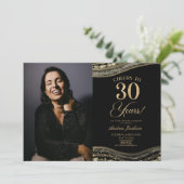 Black Gold Agate Afbeelding 30e verjaardagsfeestje Kaart (Staand voorkant)