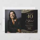 Black Gold Agate Afbeelding 40e verjaardagsfeestje Kaart (Voorkant)