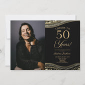 Black Gold Agate Afbeelding 50e verjaardagsfeestje Kaart (Voorkant)