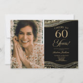 Black Gold Agate Afbeelding 60e verjaardagsfeestje Kaart (Voorkant)