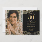 Black Gold Agate Afbeelding 80e verjaardagsfeestje Kaart (Voorkant)