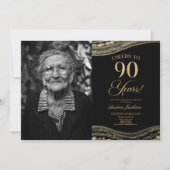 Black Gold Agate Afbeelding 90e verjaardagsfeestje Kaart (Voorkant)