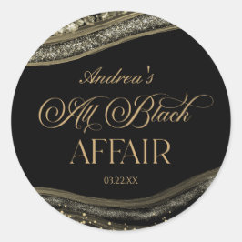 Black Gold Agate All Black Affair Birthday Party Ronde Sticker