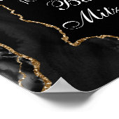 Black Gold Agate Bar Mitzvah Party Welkom Poster (Hoek)