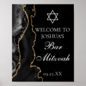 Black Gold Agate Bar Mitzvah Party Welkom Poster (Voorkant)