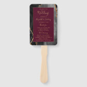 Black Gold Agate Bourgondië Wedding Programma Handwaaier (Voorkant)