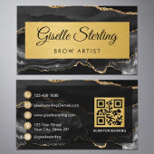 Black Gold Agate Brow Artist Glitter QR Code Visitekaartje