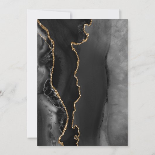 Black Gold Agate Dark 40th Birthday Party Kaart (Achterkant)