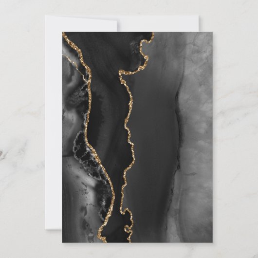 Black Gold Agate Dark 80th Birthday Party Kaart (Achterkant)