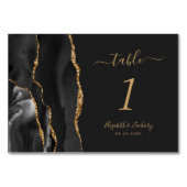 Black Gold Agate Dark Wedding Kaart (Achterkant)