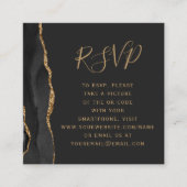 Black Gold Agate Dark Wedding QR Code RSVP Informatiekaartje (Voorkant)