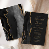 Black Gold Agate Dark Wedding Rehearsal Dinner Kaart