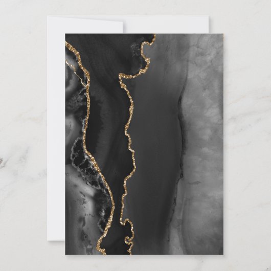 Black Gold Agate Dark Wedding Rehearsal Dinner Kaart (Achterkant)