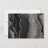 Black Gold Agate Dark Wedding RSVP Kaartje (Achterkant)