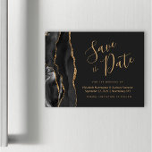 Black Gold Agate Dark Wedding Save the Date Magnet