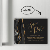 Black Gold Agate Dark Wedding Save the Date Magnet