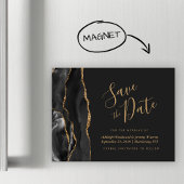 Black Gold Agate Dark Wedding Save the Date Magnet