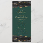 Black Gold Agate Emerald Green Wedding Programmakaart (Voorkant)