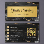 Black Gold Agate Esthetician Glitter QR Code Visitekaartje