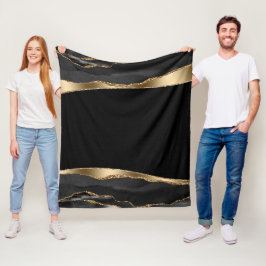 Black Gold Agate Fleece Blanket Deken