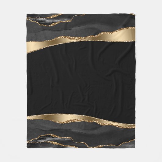 Black Gold Agate Fleece Blanket Deken (Voorkant)