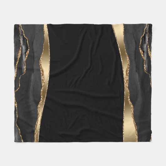 Black Gold Agate Fleece Blanket Deken (Voorkant (Horizontaal))