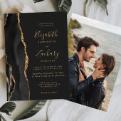 Black Gold Agate Foto Dark Weddenschap Kaart