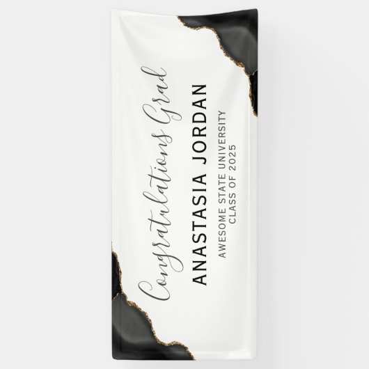 Black Gold Agate Gefeliciteerd Afstuderen Spandoek (Verticaal)