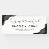 Black Gold Agate Gefeliciteerd Afstuderen Spandoek (Horizontaal)