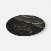 Black Gold Agate Geode 21st Birthday Party Papieren Bordje (Gekanteld)