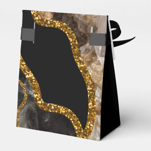 Black & Gold Agate Geode Glitter Hartelijk dank Bedankdoosjes (Achterkant)